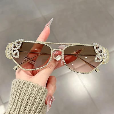 High-end dameszonnebril voor reizen en feestjes Europees-Amerikaanse stijl vlinder diamant bezet modieuze brillen