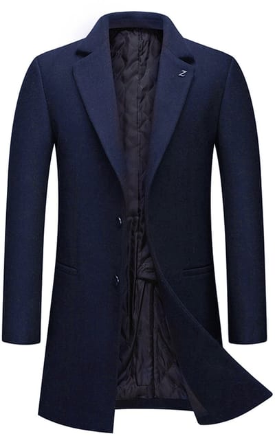 ALLTHEMEN Heren Winterjas Van Gemiddelde Lengte met Opstaande Kraag - Wollen Zakenjas - XL