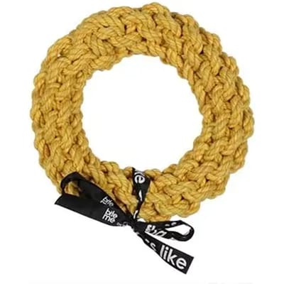 Ebi - Speelgoed Voor Dieren - Hond - 'da-chain' Gevlochten Ring 18cm Geel - 1st