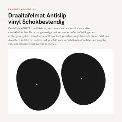 Dailygoods- Draaitafelmat Antislip - Platenbeschermmat - Vilt - 2 Stuks - 30,5 cm - Schokbestendig - Duurzaam - Platenmat