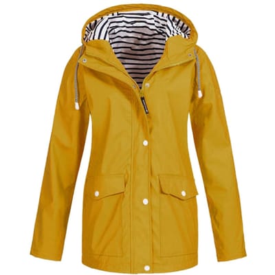 Vrouwen Mode Effen Regenjas Outdoor Plus Waterdichte Capuchon Regenjas Winddicht XXXXL geel