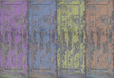 Fotobehang Rustic Painted Wood Doors | XL - 208cm x 146cm | 130g/m2 Vlies