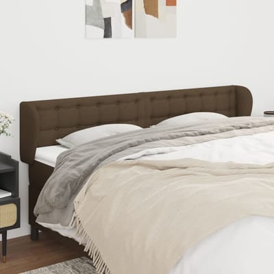 vidaXL - Hoofdbord - met - randen - 183x23x78/88 - cm - stof - donkerbruin