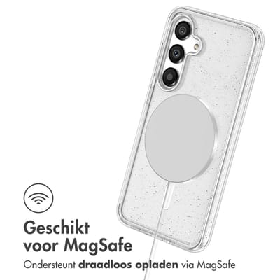 imoshion Hoesje - Geschikt voor Samsung Galaxy S24 - Sparkle Backcover met Magnetische Ring - Glitter Transparant