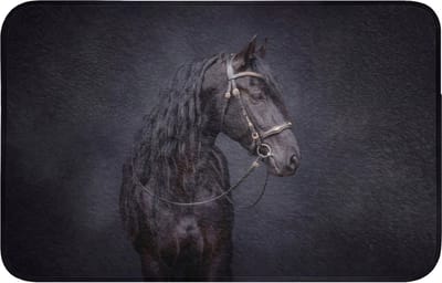 Badmat 80x50 cm - Antislip - Portret - Paard - Donker - Badmatten voor badkamer - Badkamermat - Douchemat - Badkamer mat
