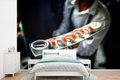 Behang - Fotobehang Japanse sushi serveerder - Breedte 360 cm x hoogte 240 cm