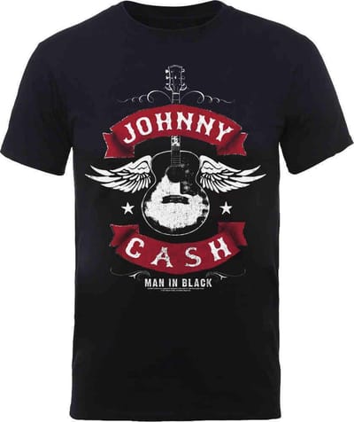 Johnny Cash - Winged Guitar Heren T-shirt - 2XL - Zwart