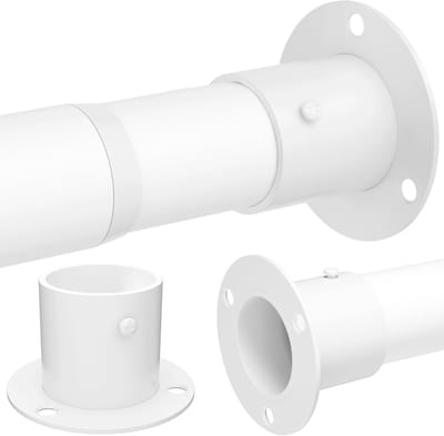 Garderoberail Instelbare Kledingrail met Schroeven en Stopcontacten, Ophangstaaf voor Garderobe en Slaapkamer, 85-160CM/Diameter 32MM, Wit