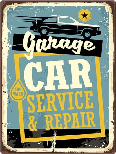 Signs USA - retro wandbord - dibond - Car Service and Repair - 33 x 44 cm