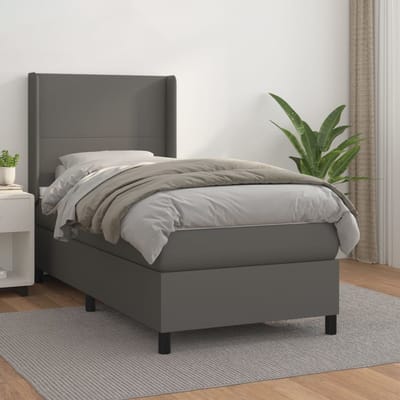 vidaXL - Boxspring - met - matras - kunstleer - grijs - 80x200 - cm