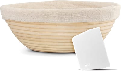 Rijsmand Brood - Zuurdesem Mand - Ambachtelijk Bakken - 100% Natuurlijk Rotan - 25 cm Rond - Natuurlijk