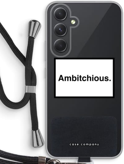 Case Company® - Hoesje met koord geschikt voor Samsung Galaxy A54 hoesje met Koord - Ambitchious - Telefoonhoesje met Zwart Koord - Bescherming aan alle Kanten en Over de Schermrand