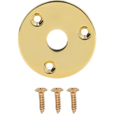 Gitaar Jack Socket Plate Ronde Metalen Ingang Uitgang Afdekking Vervangingsonderdelen voor Bas met Montage goud