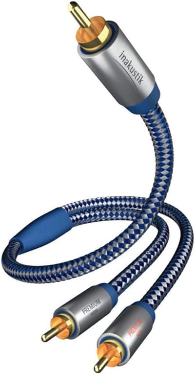 Premium Y Subwoofer Kabel - 2 Meter - Krachtige en Dynamische Bas - Dubbele Afscherming - Blauw/Zilver