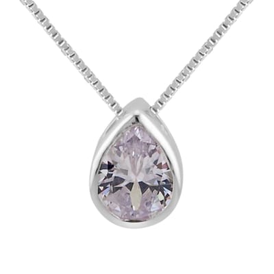 WeLoveSilver - zilveren ketting dames - druppelvorm kristal - 925 zilver