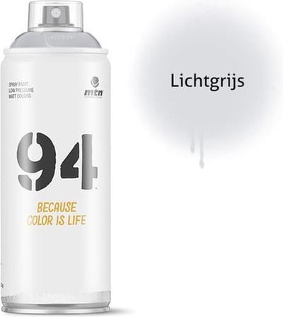MTN94 Lichtgrijze spuitbus - 400ml lage druk en matte afwerking spuitverf - Graffiti verf voor vele doeleinden zoals voor diy, klussen, graffiti, hobby en kunst