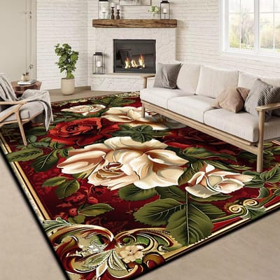 Retro Bloemig Groot Tapijt 200x300 cm Europese Luxe Decoratie Tapijt voor Woonkamer Antislip Slaapkamer Garderobe Wasbare Zachte Mat 160*200cm