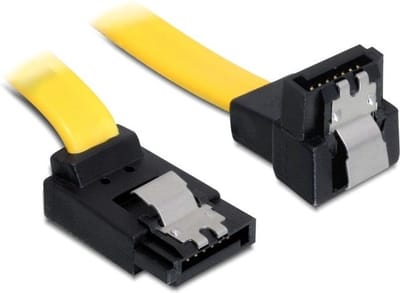 SATA datakabel - haaks naar boven / haaks naar beneden - plat - SATA600 - 6 Gbit/s / geel - 0,20 meter