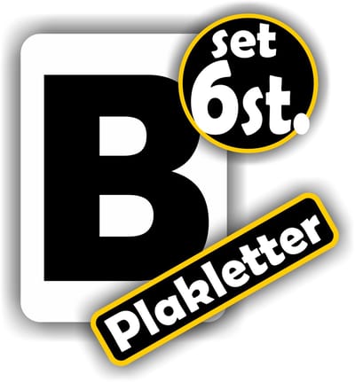 Jerma - Plakletters - B - Sticker – 6 st - Vinyl - 5 x 7 cm - Zwart - Voor Binnen en Buiten