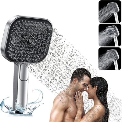Regendouchekop met 3 straaltypes - Waterbesparende handdouche voor hoge druk en optimaal comfort