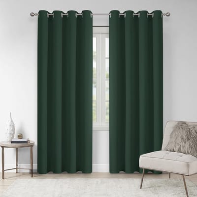 ondoorzichtige gordijnen, woonkamer, donkergroen, thermogordijn, hittebescherming tegen kou, gordijnen met ringen, ruimteverdeler, verduisteringsgordijnen slaapkamer, 229 x 140