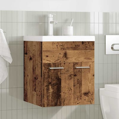 vidaXL - Wastafelkast - met - ingebouwde - wasbak - en - kraan - oud - houtkleurig