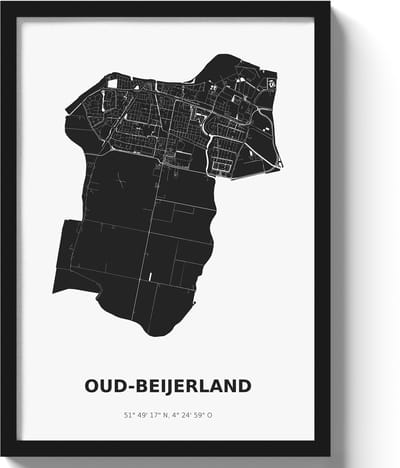 Poster Oud-BeijerlandA3 - 30 x 42 cm - Zwart/Wit Inclusief lijst (Zwart MDF)
