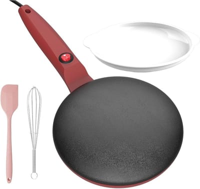 Pannenkoekenmaker - Crêpe Maker - Ontbijt Maken - Automatische Thermostaat - 20 Cm Pan - Rood