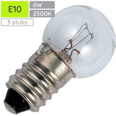 Signaallamp E10 12V 6W - 500 mAh - 3 stuks - G15 Gloeilamp Ø15mm - 29mm - 2500K - Dimbaar