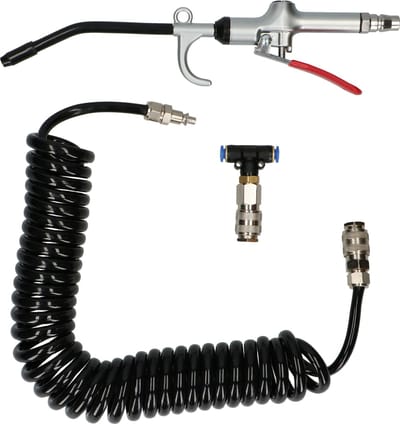 All Ride Luchtpistool met Spiraalslang 5 Meter - Max. Luchtdruk 13KG/CM² - Gebogen Mondstuk - Incl. T-Koppelstuk - Zwart