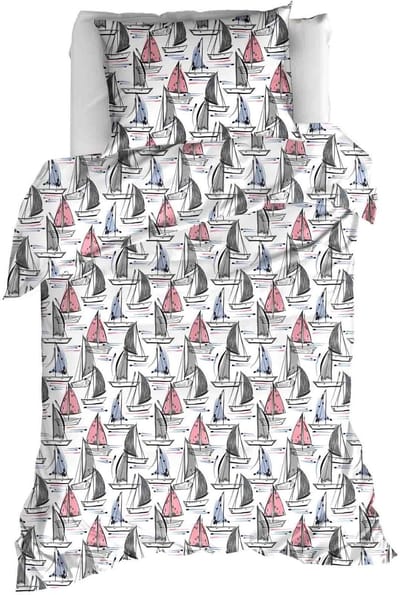 Moodit Dekbedovertrek Odil Regatta Mix - 140 x 200/220 + 60 x 70 cm - Wit - Katoen