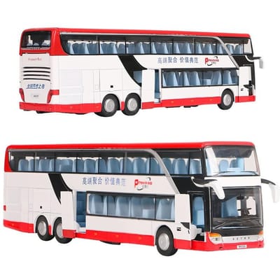 1/50 Luxe touringcar Speelgoedauto Diecast Minatuurmodel Pull Back Geluid & Licht Educatieve Collectie Cadeau Voor Jongen Kinderen