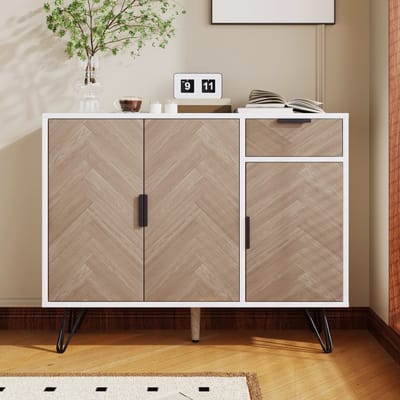 Sweiko Opbergkasten - Dressoirs - Laden + legplanken - Wit + natuurlijk