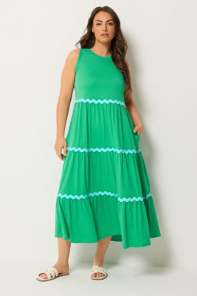 Yours Groene Maxijurk Met Gedraaide Rand En Laagjes Size 42