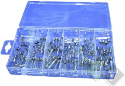 120 delig glaszekeringen assortiment, 5, 10, 15, 20, 25, 30 Ampere