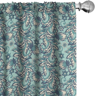 ABAKUHAUS Bloemen gordijnen – Oosterse Bloemen – 2x75x175 cm – Lichtblauw