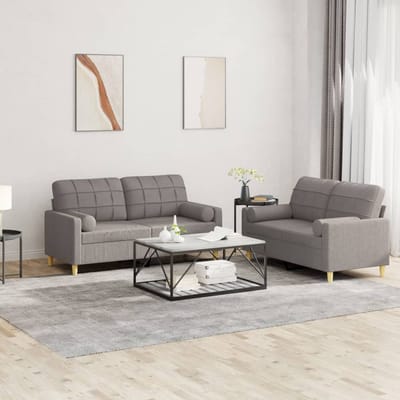 vidaXL - 2-delige - Loungeset - met - kussens - stof - taupe