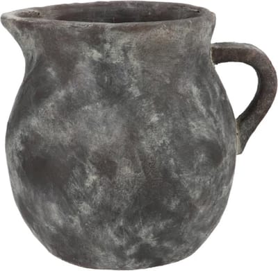DK Design Bloemenvaas kruik model - Gamla - antraciet - 27 x 23 cm - rustieke vaas