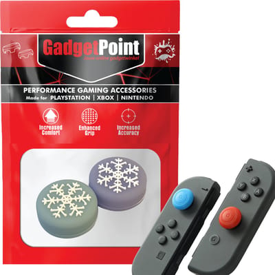 Gadgetpoint - Thumb Grips voor Nintendo Switch Joy-Con Controllers - Gaming Thumbgrips - Performance Anti-Slip Thumbsticks - Bescherming Accessoires - Sneeuwvlokje - Blauw/Paars
