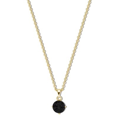New Bling 9NB-1194 Zilveren Ketting met Zirkonia Hangertje 5mm - Zwart - Ankerschakel - 1,6mm - 40+5cm - Zilver - Verguld/Goud op Zilver