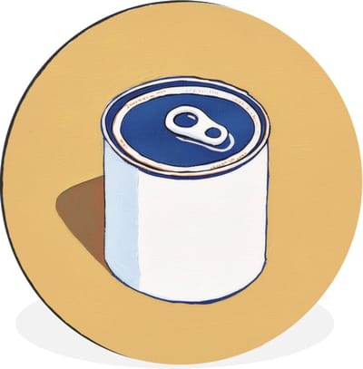 WallCircle - Wandcirkel - Muurcirkel - Blikje - Minimalistisch - Blauw - Illustratie - Aluminium - Dibond - 30x30 cm - Binnen en Buiten