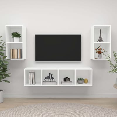 vidaXL - Tv-wandmeubelen - 4 - st - bewerkt - hout - wit