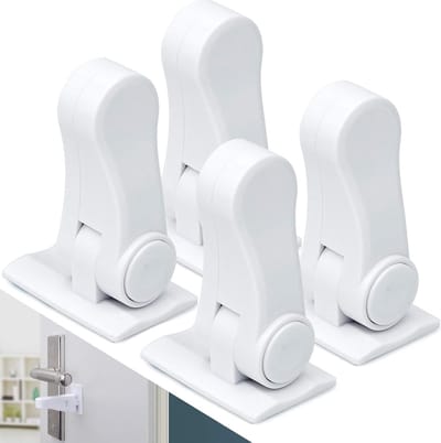4 Stuks - Deurklink Vergrendeling - Deurklink Beveiliging Voor Kinderen - Deurklink Beveiliging Baby - Deurhendel sloten voor kindveilige & huisdierbestendige - Door lock - wit - 70*35*50mm - ABS