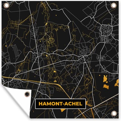 Tuin poster Kaart - Goud - Plattegrond - Hamont-Achel - Stadskaart - 200x200 cm - Tuindoek