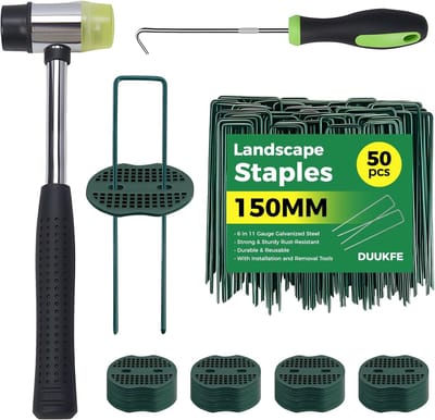 Landschap nietjes - U-vormige grondpennen - Tuin vastzetten - Heavy duty staal - 15 cm lengte - Groen