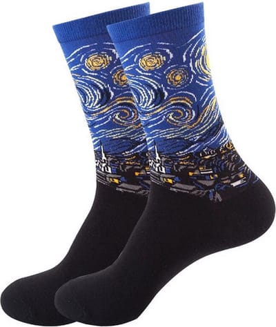 Kunst sokken - van Gogh - Sterrenwacht - Starry night - Blauw - maat 38-42
