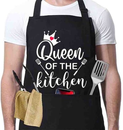 1 stks Heren Zwart Verstelbare Schort - Humor Grappig Grappig BBQ - Professioneel Katoenen Keukenschort - Cadeau Valentijnsdag, zwart 3