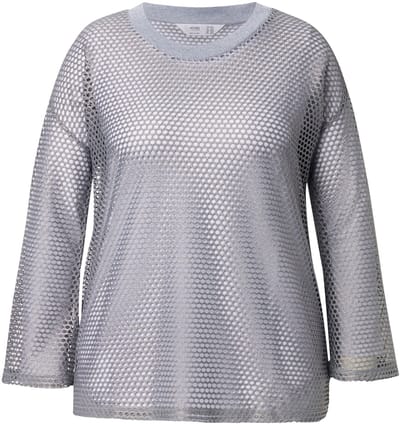 Angel of Style - Dames - Trui opengewerkt breisel metallic effect - Zilver - Maat 42+