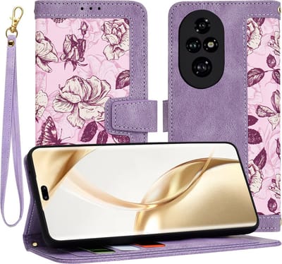 Hoesje geschikt voor HONOR 200 Pro - Techsuit FlipCraft Book Wallet Case met koord - Mysterious Purple