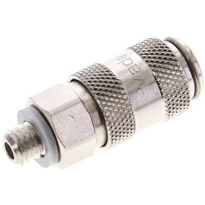 Vernikkeld Messing DN 2.7 (Micro) Luchtkoppeling Snelkoppeling M5 Buitendraad Double Shut-Off - CLS2-M-BN-SV-P-5
